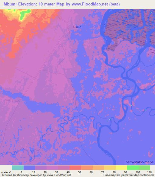 Mbumi,Tanzania Elevation Map