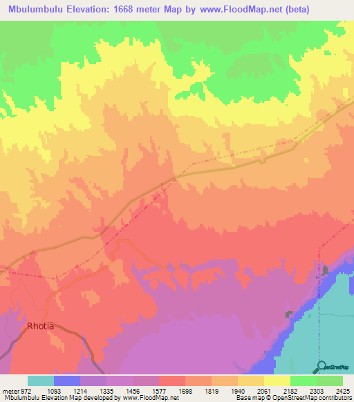 Mbulumbulu,Tanzania Elevation Map