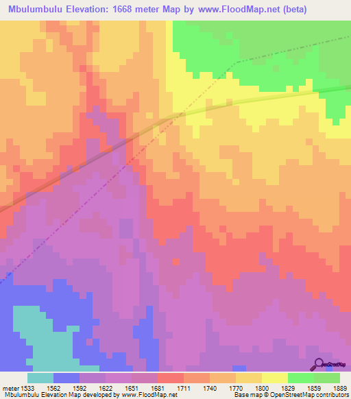 Mbulumbulu,Tanzania Elevation Map