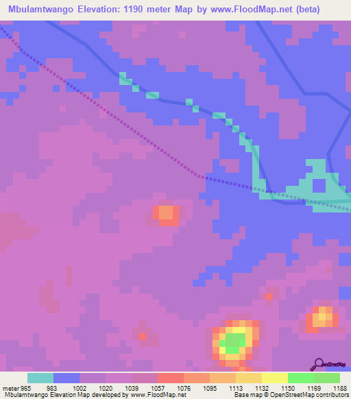 Mbulamtwango,Tanzania Elevation Map