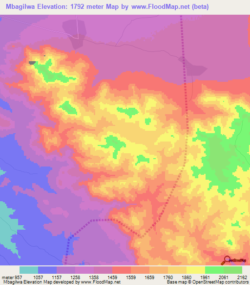 Mbagilwa,Tanzania Elevation Map