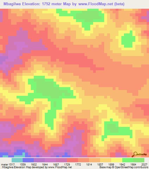 Mbagilwa,Tanzania Elevation Map