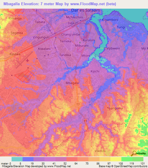 Mbagalla,Tanzania Elevation Map