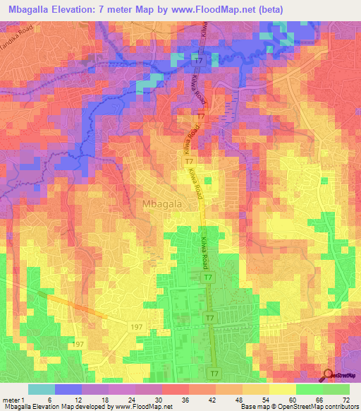 Mbagalla,Tanzania Elevation Map