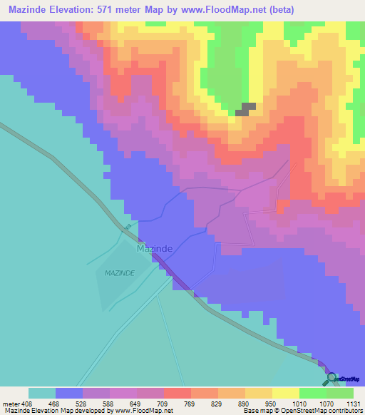 Mazinde,Tanzania Elevation Map