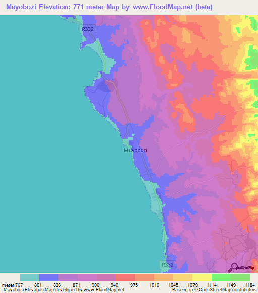 Mayobozi,Tanzania Elevation Map