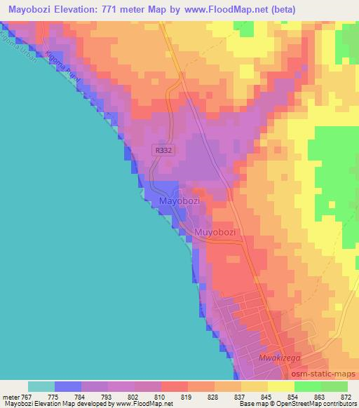 Mayobozi,Tanzania Elevation Map