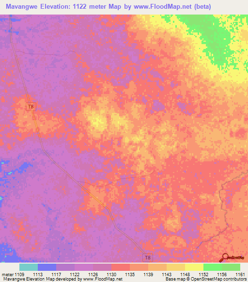 Mavangwe,Tanzania Elevation Map