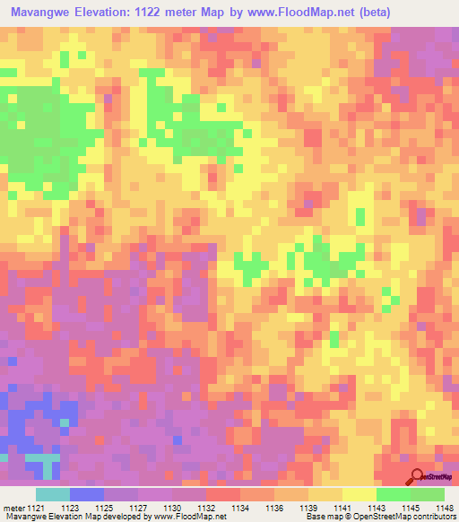 Mavangwe,Tanzania Elevation Map