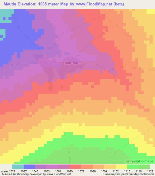 Mautia,Tanzania Elevation Map