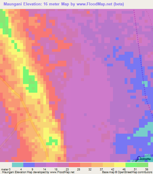 Maungani,Tanzania Elevation Map