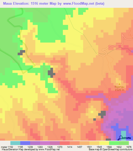 Maua,Tanzania Elevation Map