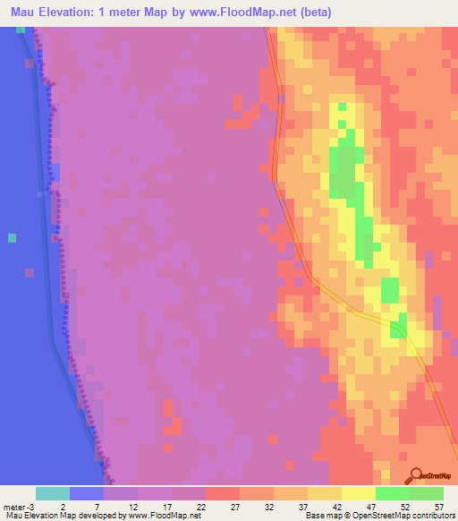 Mau,Tanzania Elevation Map