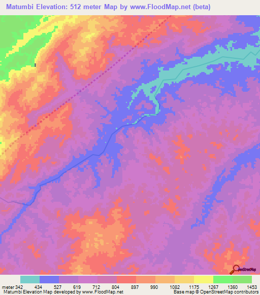 Matumbi,Tanzania Elevation Map