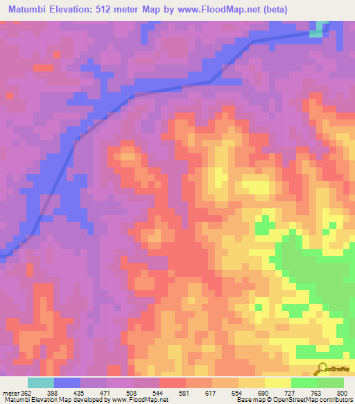 Matumbi,Tanzania Elevation Map