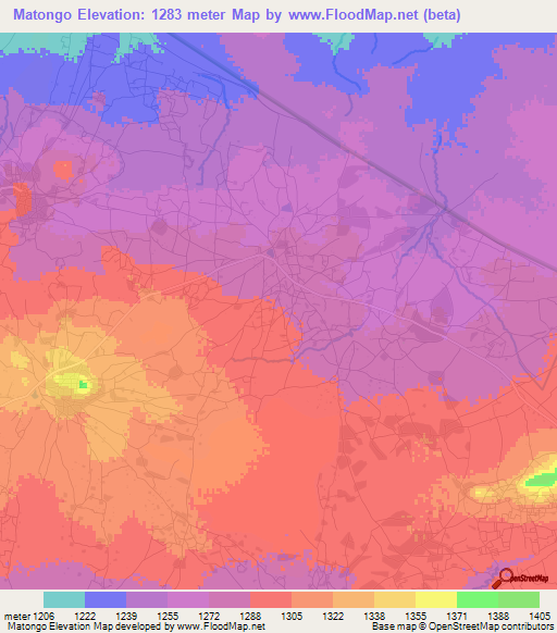 Matongo,Tanzania Elevation Map