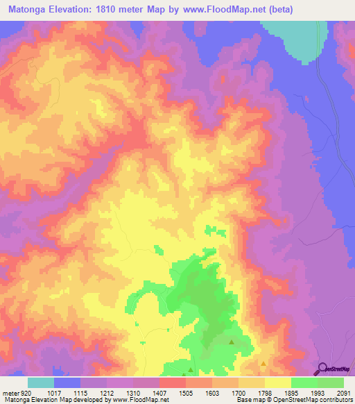 Matonga,Tanzania Elevation Map