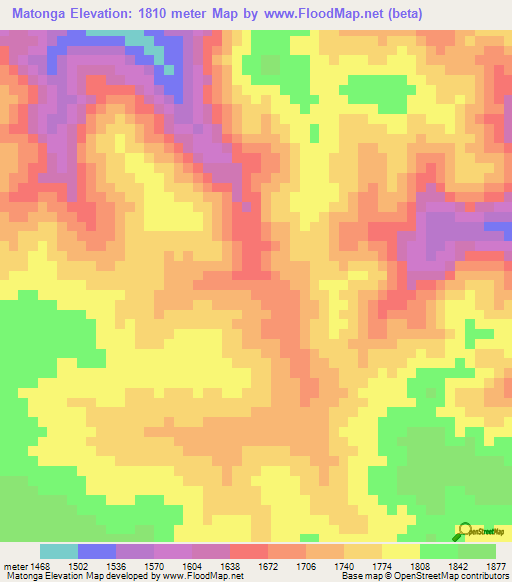 Matonga,Tanzania Elevation Map