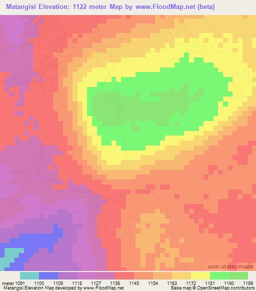 Matangisi,Tanzania Elevation Map