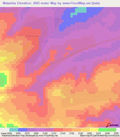 Matamba,Tanzania Elevation Map