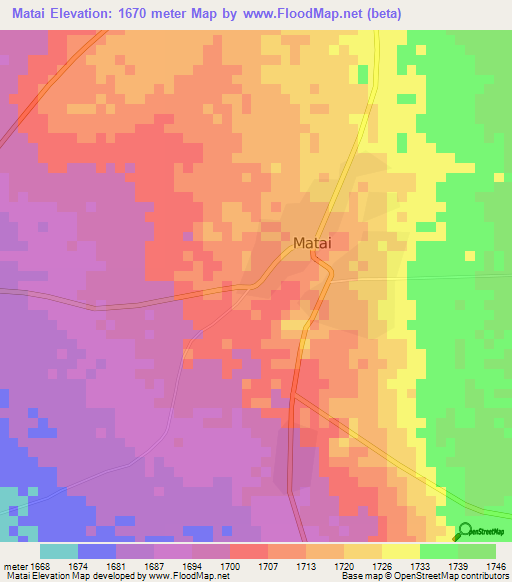 Matai,Tanzania Elevation Map