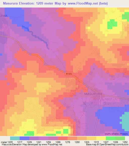 Masurura,Tanzania Elevation Map