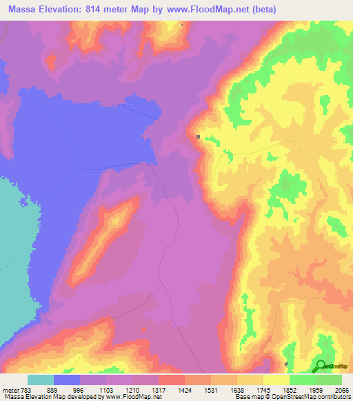 Massa,Tanzania Elevation Map