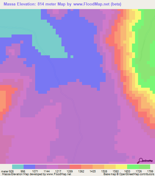 Massa,Tanzania Elevation Map