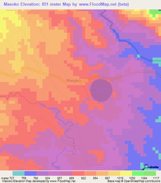 Masoko,Tanzania Elevation Map