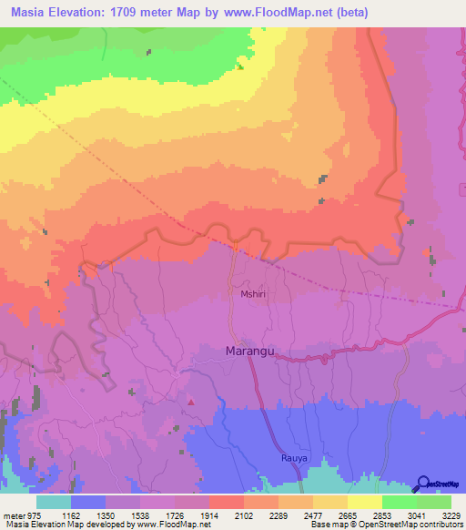 Masia,Tanzania Elevation Map