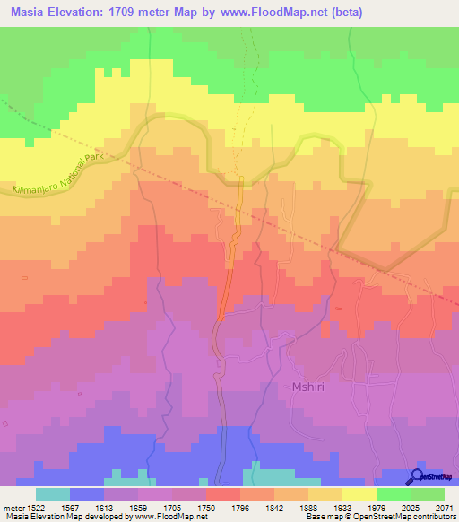 Masia,Tanzania Elevation Map