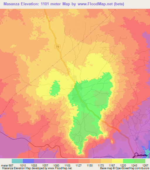 Masanza,Tanzania Elevation Map