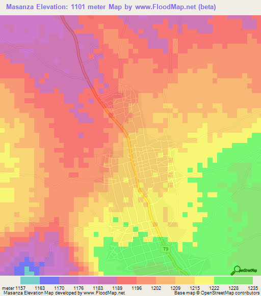 Masanza,Tanzania Elevation Map