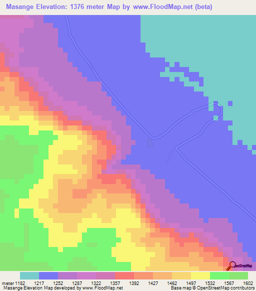 Masange,Tanzania Elevation Map