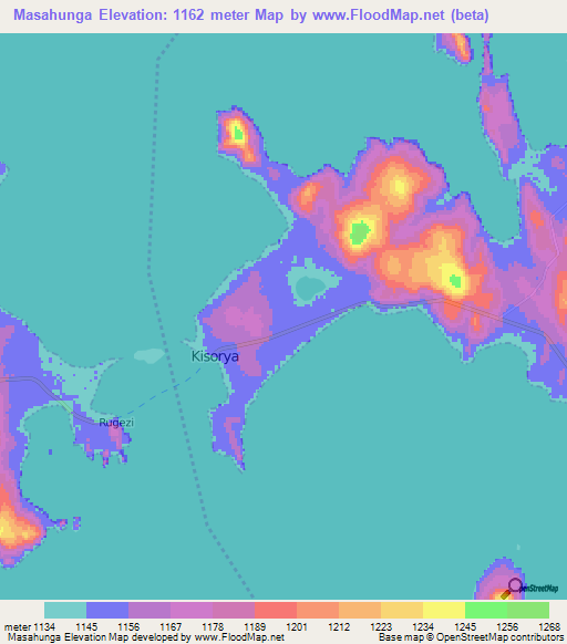 Masahunga,Tanzania Elevation Map