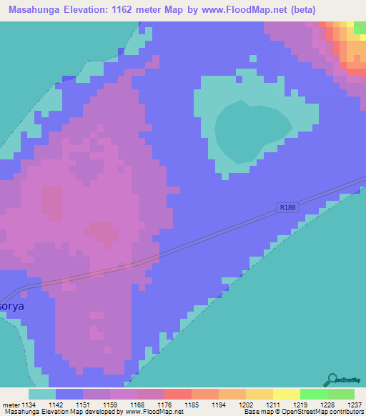 Masahunga,Tanzania Elevation Map