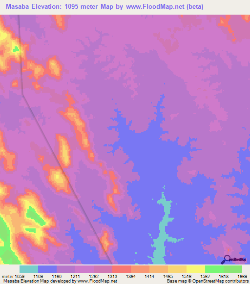 Masaba,Tanzania Elevation Map