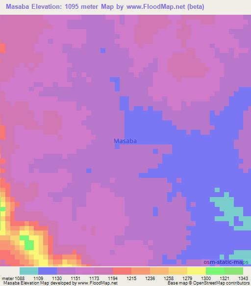 Masaba,Tanzania Elevation Map