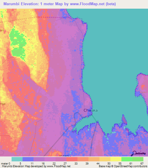 Marumbi,Tanzania Elevation Map