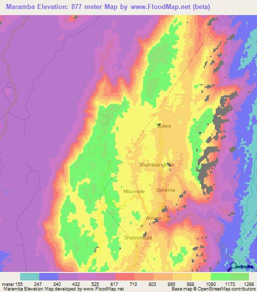 Maramba,Tanzania Elevation Map