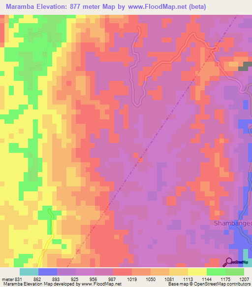 Maramba,Tanzania Elevation Map