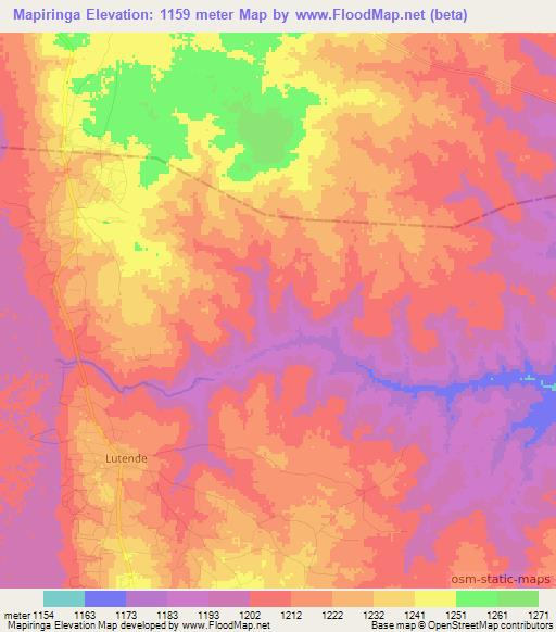 Mapiringa,Tanzania Elevation Map