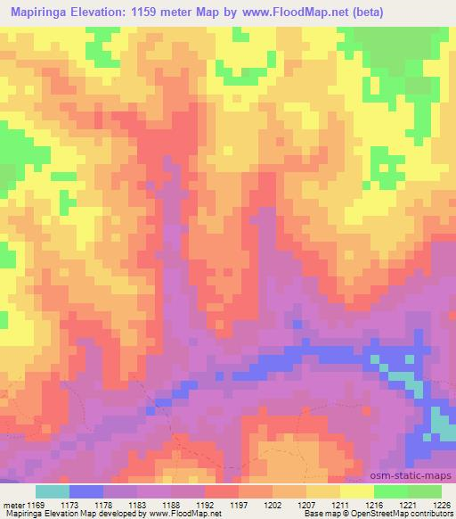 Mapiringa,Tanzania Elevation Map