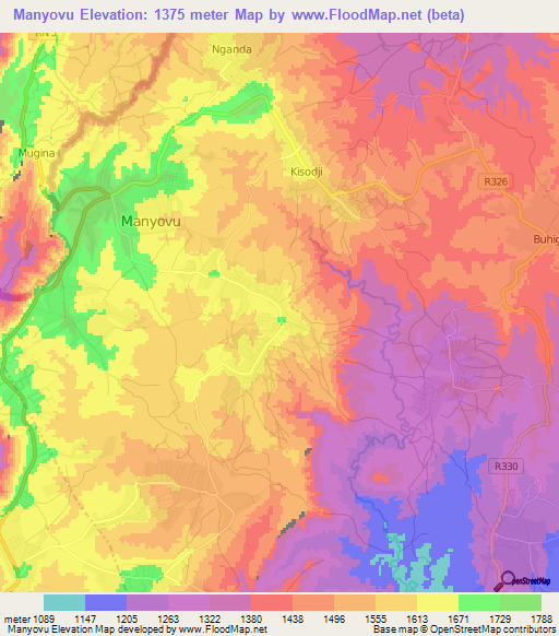 Manyovu,Tanzania Elevation Map