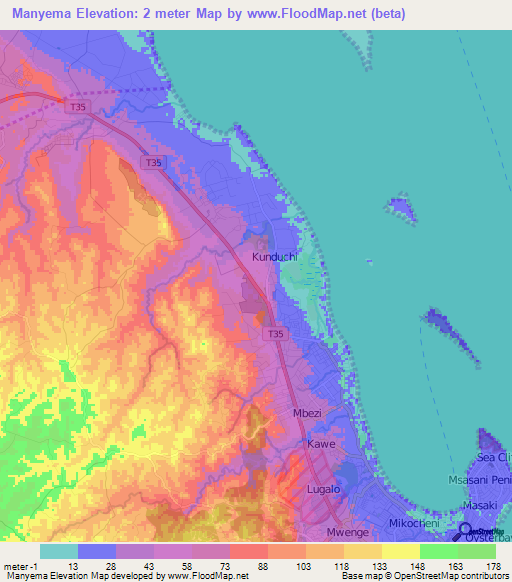 Manyema,Tanzania Elevation Map