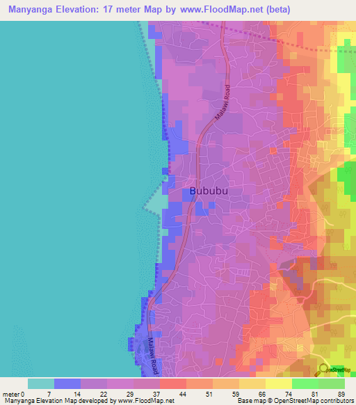 Manyanga,Tanzania Elevation Map