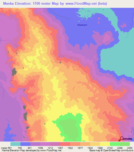 Manka,Tanzania Elevation Map