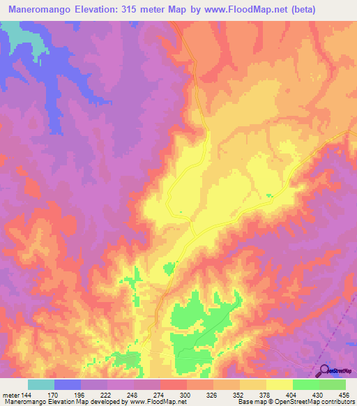 Maneromango,Tanzania Elevation Map