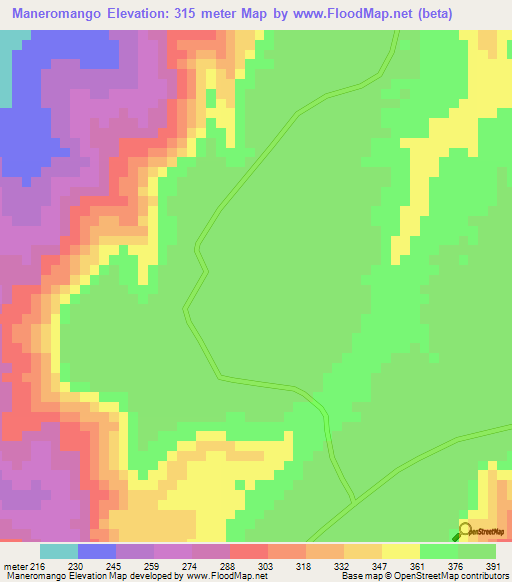 Maneromango,Tanzania Elevation Map