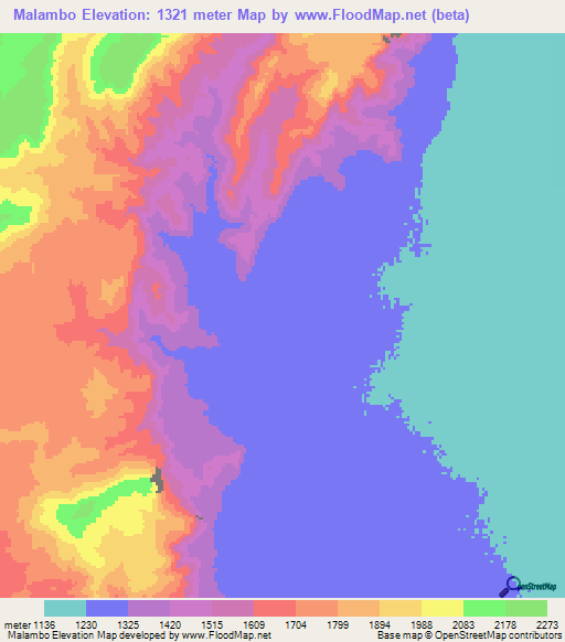 Malambo,Tanzania Elevation Map